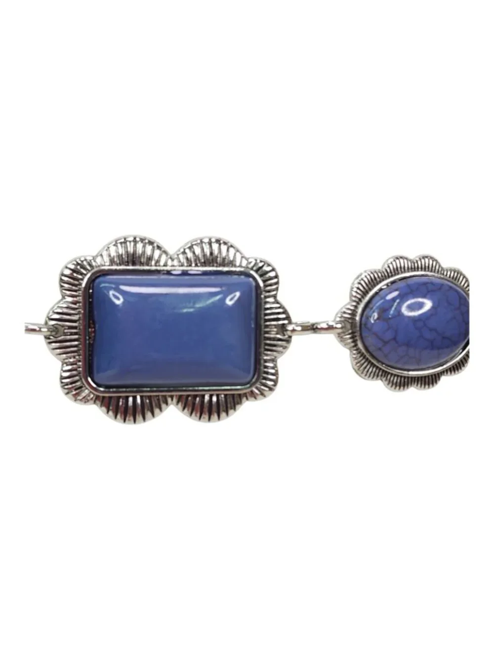 Haute Hippie Blue Stone Concho Chain Belt Silver One Size 41
